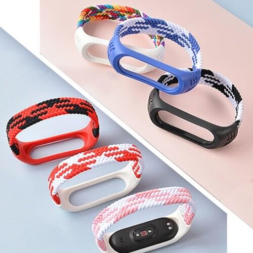 2021 Braided Solo Loop Nylon fabric Strap For Xiaomi Mi band 6 5 4 3 Elastic Bracelet Replace Wristband For mi band 4 5 6 Strap