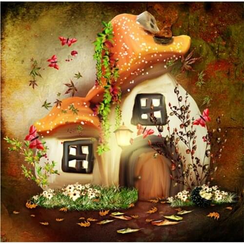 Full Square/Round Drill 5D DIY Diamond Painting "Cartoon Mushroom House" 3D Rhinestone Embroidery Cross Stitch 5D Home Decor