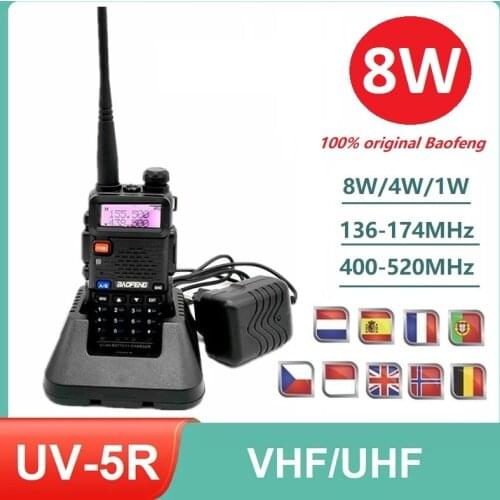 8W Powerful Walkie Talkie BAOFENG UV-5R Transceiver Radio Station VHF UHF Portable CB Ham Radio Amateur Dual Band UV5R 15KM