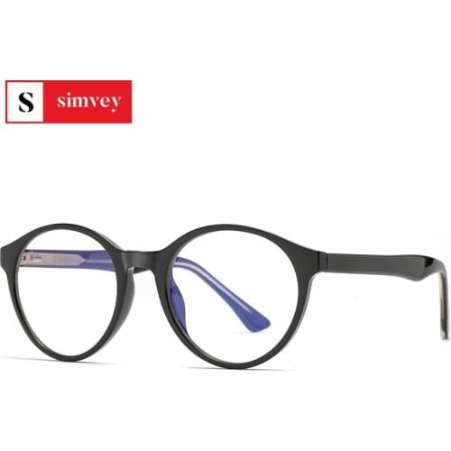 Simvey Blue Light Blocking Glasses Womens Large Round Frame Computer Glasses Anti Radiation Eye Strain Glasses Clear Lens