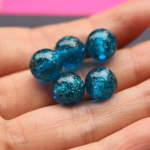 10pcs/lot 10mm Lampwork Glass Beads Glass Boutique beads Dust Sand Ocean blue color for earring necklace making