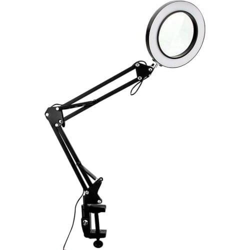 10X Magnifying Glass with Light and Clamp 3 Color Modes 10 Brightness Adjustable Magnifying Desk Lamp for Crafts Reading