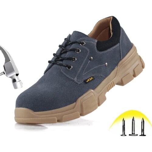 Safety Shoes Mens Leather Anti-smashing Anti-puncture Anti-scalding Wear-resistant TPR Sole Safety Protective Work Shoes 36-46