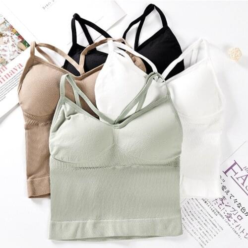 Women Sports Bra Tops Solid Padded Fitness Yoga Running Cropped Top Women SportsWear Gym Solid Tank Tops Athletic Push Up Bras