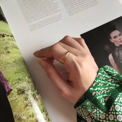 WTLTC Real 925 Sterling Sliver Wire Wrapped Rings for Women Minimal Double Thumb Rings Personality Initial Ring Charm Jewelry