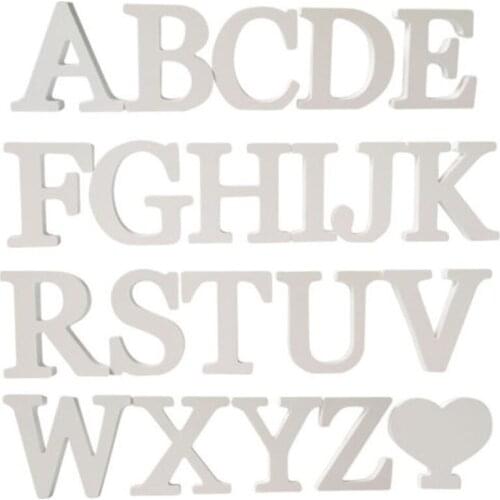 1pc Diy Freestanding Wood Wooden Letters White Alphabet Wedding Birthday Party Home Decorations Personalised Name Design QQLIFE