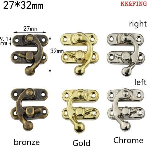 10pcs 32x27mm Antique Bronze Iron Padlock Hasp Hook Lock For Mini Jewelry Wooden Box With Screws Furniture Hardware clasp lock