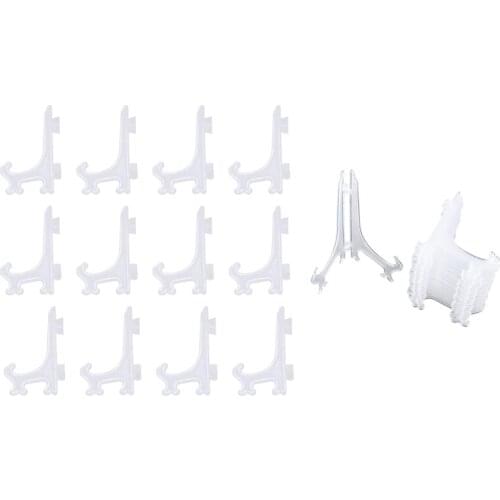 12Pcs 3 Inch Plastic Easels Or Plate Holders Display Dinner Plate (Transparent) & 12Pcs/Set Clear Plastic Easels Plate Holders D
