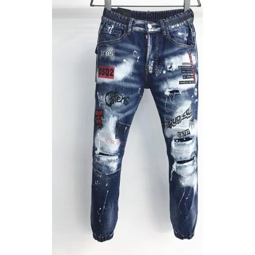 2021 European dsquared2 BIKER JEANS Men slim jeans Ankle-Length Pants mens denim trousers button Pencil Pants jeans for men