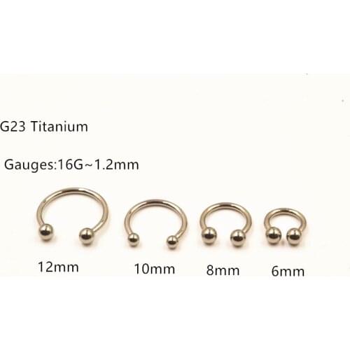 50pcs Free Shippment G23 Titanium Nose Ring/Nipple/Ear BCR Body Piercing earring Helix/Tragus/Cartilage Body Piercing 16G