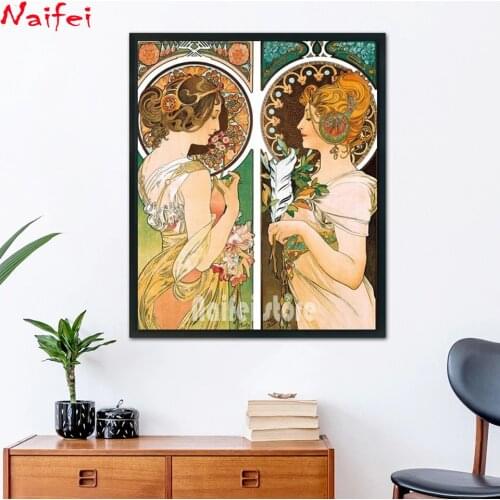 5D DIY Diamond Painting Retro Twin Sisters Pattern Full Square Round Drill Embroidery Portrait Rhinestone Home Mosaic Decor Gift