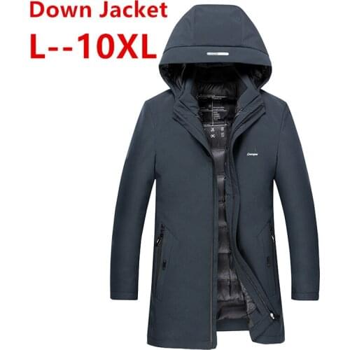 6XL Plus 10XL 5XL 8XL duck Warm Thick Quality Zipper Hooded Coats Male Overcoat Jackets Winter men dow jacket