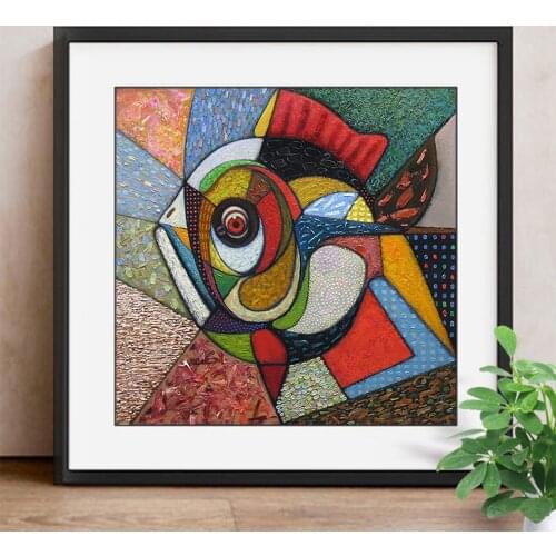 Abstract Paint With Diamonds Full Square Diamond Painting Fish Diamond Embroidery Cross Stitch Picture Of Rhinestones