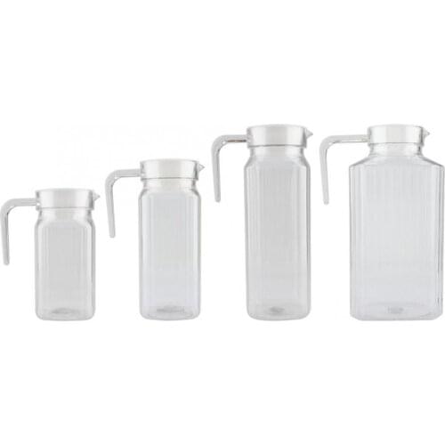 Glass Acrylic Transparent Juice Bottle Striped Water Ice Cold Juice Jug With Lid for Bar Home Shaker