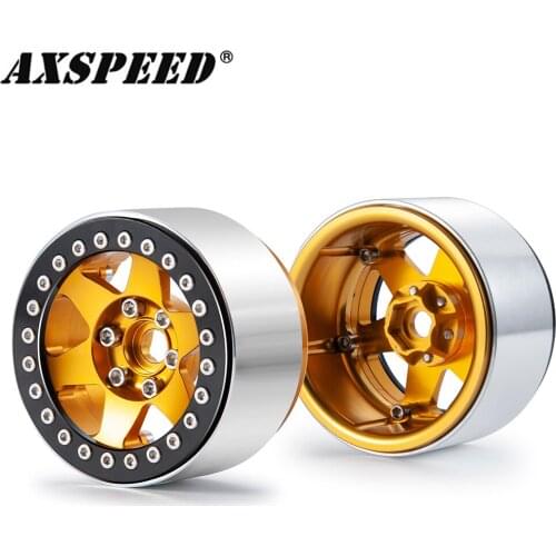 AXSPEED Metal 6 Spokes 2.2 Beadlock Wheel Hub Rim for 1/10 RC Crawler Car Axial SCX10 II 90046 Wheels Tires Upgrade Parts