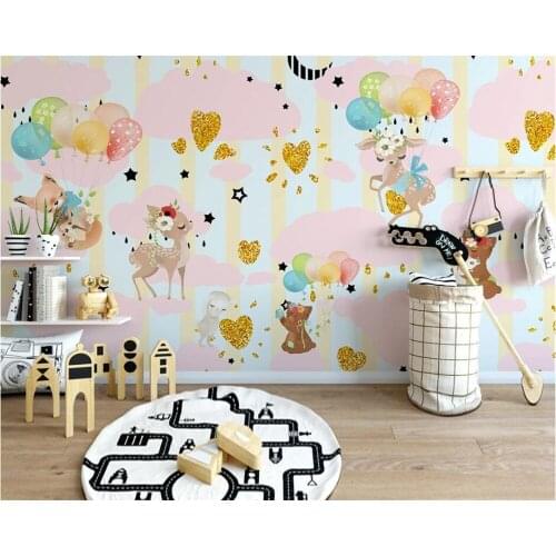 Beibehang Angepasst moderne neue Nordic einfache hand bemalt kleine tier kinderzimmer hintergrund papel de parede tapete