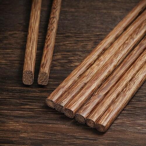 10 Pairs Wooden Unpainted Restaurant Hotel Household Kitchen Chopsticks Cutlery Tableware Dinnerware Rice Chopsticks