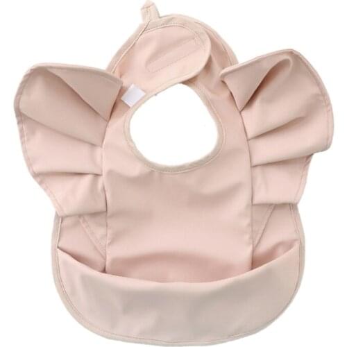 Infants PU Leather Waterproof Feeding Cloth Baby Drool Bib Burp Cloth with Pocket Bag Washable Children Drawing Apron 69HE