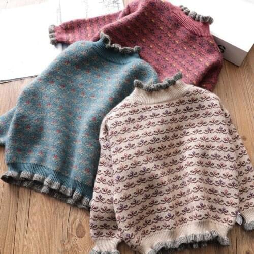 2021 Kids Girls Sweaters Boys Autumn Winter Striped Children Knitted Pullover Outerwear Pure Cotton Keep Warm