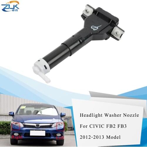 ZUK Front Headlight Washer Nozzle For HONDA CIVIC 2012 2013 FB2 FB3 Headlamp Cleaner Spray Jet OEM:76885-TR0-S01 76880-TR0-S01