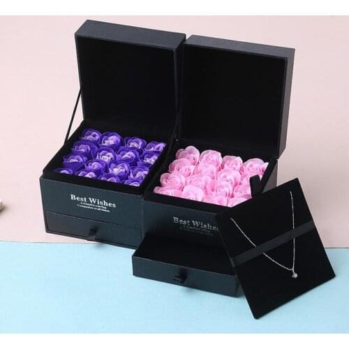 Hot selling new Gift Boxes Jewelry Packaging Necklace Holder With Soap Rose Flower Decorations Nice Case for the Jewelry as Gift