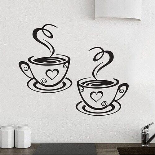 Creative coffee cup stickers Decal Kitchen Restaurant decoration Cafe Tea Coffee Cups wallpaper Stickers deco Wall Decor