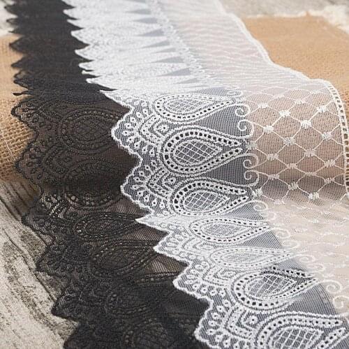 5yards/lot Pink/Black/White Lace Organza embroidery lace fabric Clothes skirt lace fabric trim ribbon -ZQ
