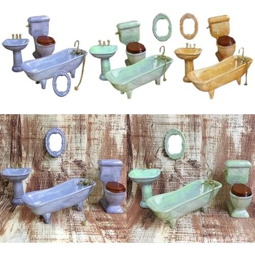 1:12 Scale Dollhouse Miniature Bathroom Furniture Set Closestool Accessories