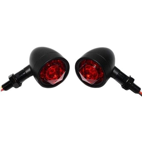 Motorbikes Black Red 10mm Diamond Lens LED Running Turn Signal Light Brake Stop Light Universa For Harley Scooter Offroad