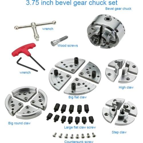 3.75 Inch Bevel Gear Chuck Set For Woodworking Lathe