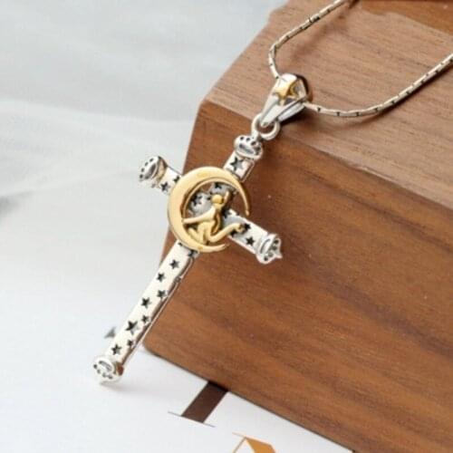 BOCAI New Thai silver cross Man pendant retro hypoallergenic real S925 sterling silver woman pendant
