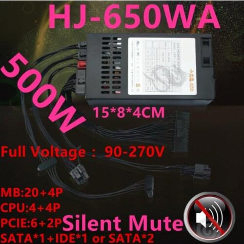 New PSU For Royal Legend 80plus Gold ITX FLEX NAS Small 1U T39 LOLI R47 M41 K39 Rated 500W Peak 650W Power Supply HJ-650WA