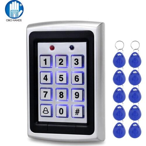 OBO Waterproof Metal Rfid Access Control Keypad Reader Board + 10pcs Key Fobs For RFID Door Access Control System WG26 Backlight