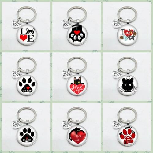 Very Cute Pet Cat Keychain Cat Paw Footprint Pattern Keychain BEST FRIEND Pendant Keychain Favorite Cat Essential Keychain