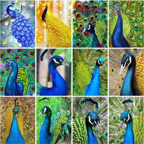Peacock DIY 5D Diamond Painting Full Round Drill Rhinestone Diamond Embroidery Animal Mosaic Bird Cross Stitch Home Decor