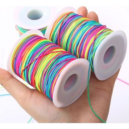 100m Rainbow Colourful Elastic Cord 1mm Thread Stretch String Craft for Beading Braiding DIY Jewelry Handmade