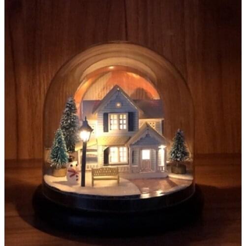 Nordic Fairy Tale DIY Glass Ball Kits Doll House Winter House Snow Wooden Handmade Kids Craft Miniature Home Assemble Toys Gift