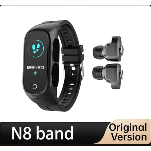 2-In-1 N8 Smart Watch Bluetooth 5.0 TWS earphones Smart Watch Headphones Bracelet Heart Rate Blood Pressure Smart Band