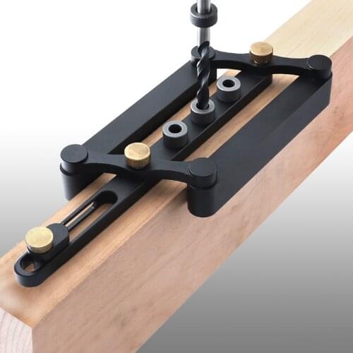 Vertical Pocket Hole Jig Aluminum Alloy Self Centering Dowel Jig 6/8/10mm Wood Drill Puncher Locator Tool for Carpenter