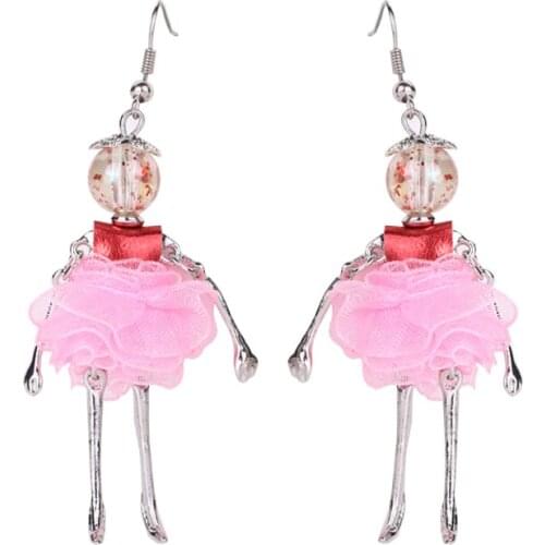 YLWHJJ 2017 new black red blue girl lovely earrings women baby doll fairy handmade drop earring pearl female fashion jewelry