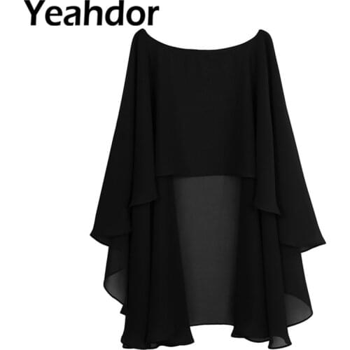 Womens Soft Lightweight Chiffon High Low Shawl Wraps Chiffon Party Wedding Cape Bolero Cover Up