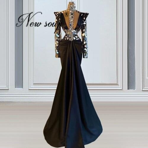 Middle East Beaded Evening Dresses 2021 Arabic Pearls Mermaid African Prom Dress Long Robe De Soiree Woman Party Night Gowns