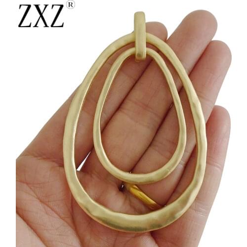 ZXZ 2pcs Matt Gold Boho Large Open 2 Circles Charms Pendants for Necklace Jewelry Making Findings 80x52mm
