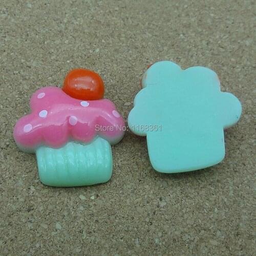 1pcs/lot resin flat back green apple cake 22mm Cabochons Hair Bow Center Card Frame Making Craft DIY B011-1