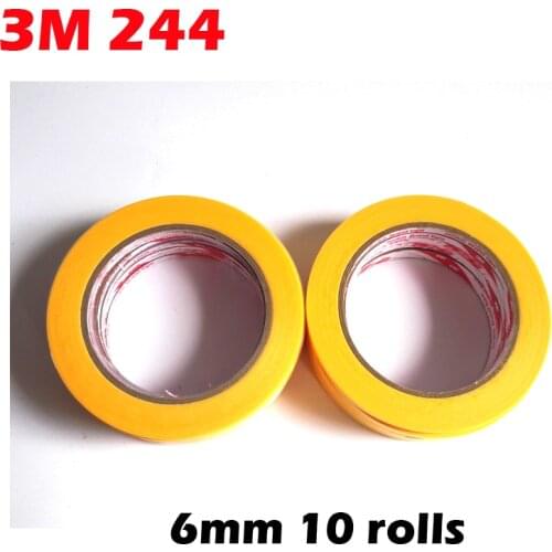 10 Rolls 3M Scotch New Cut (6mm*50M) High Temperature Resistant Masking Paper Tape Yellow 3M244 Coating, PCB SMD Shield