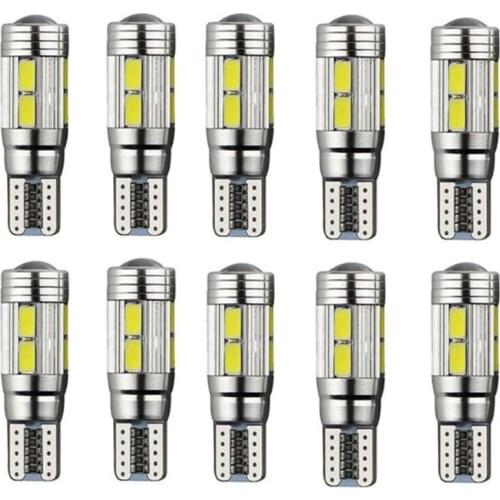 10PCS W5W T10 12V 6000K 5630 10 SMD Car LED Bulb Canbus License Plate Wedge Side Turn Singal Light Super Bright White