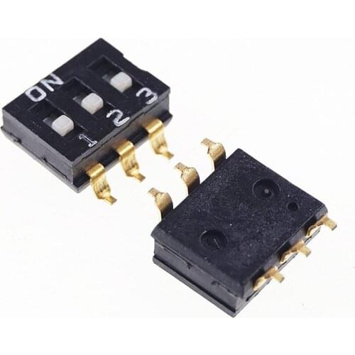 1000pcs/Tape&Reel Dip Switches SPST 3 Position 2.54mm 0.100" pitch SMD Slide (Standard) Actuator raised Gull Wing Straight