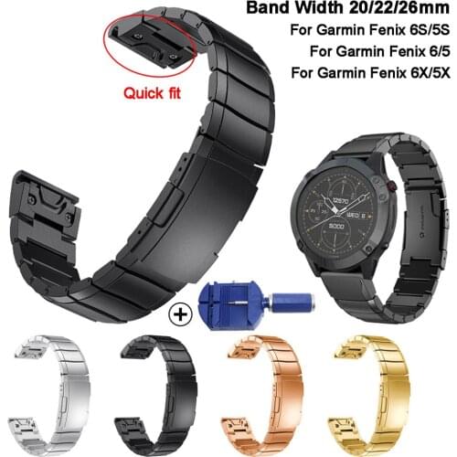26MM 22MM 20MM Smart Watch Quick Release Stainless steel Band Strap Wrist Strap For Garmin Fenix 6S 6X 6 Pro 5X 5 5S 3HR D2 S60