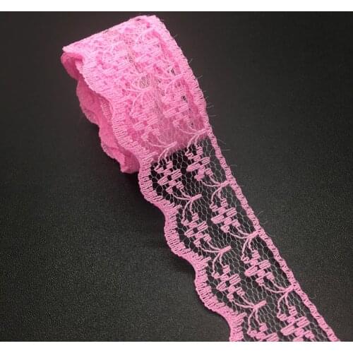 3/4" 20mm Wide (10yards/lot)Deep pink Handicrafts Embroidered Net Lace Trim Ribbon DIY Wedding/Birthday/Christmas Decorations