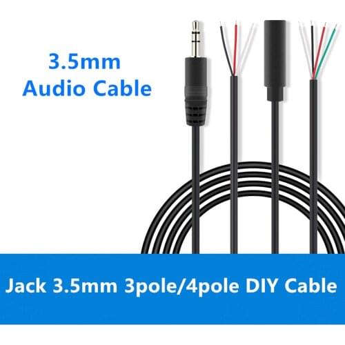 3.5mm 3-Pole 4-Pole Jack DIY Earphone Cable Headphone Repair Replacement Wire Cord DIY 0.3m